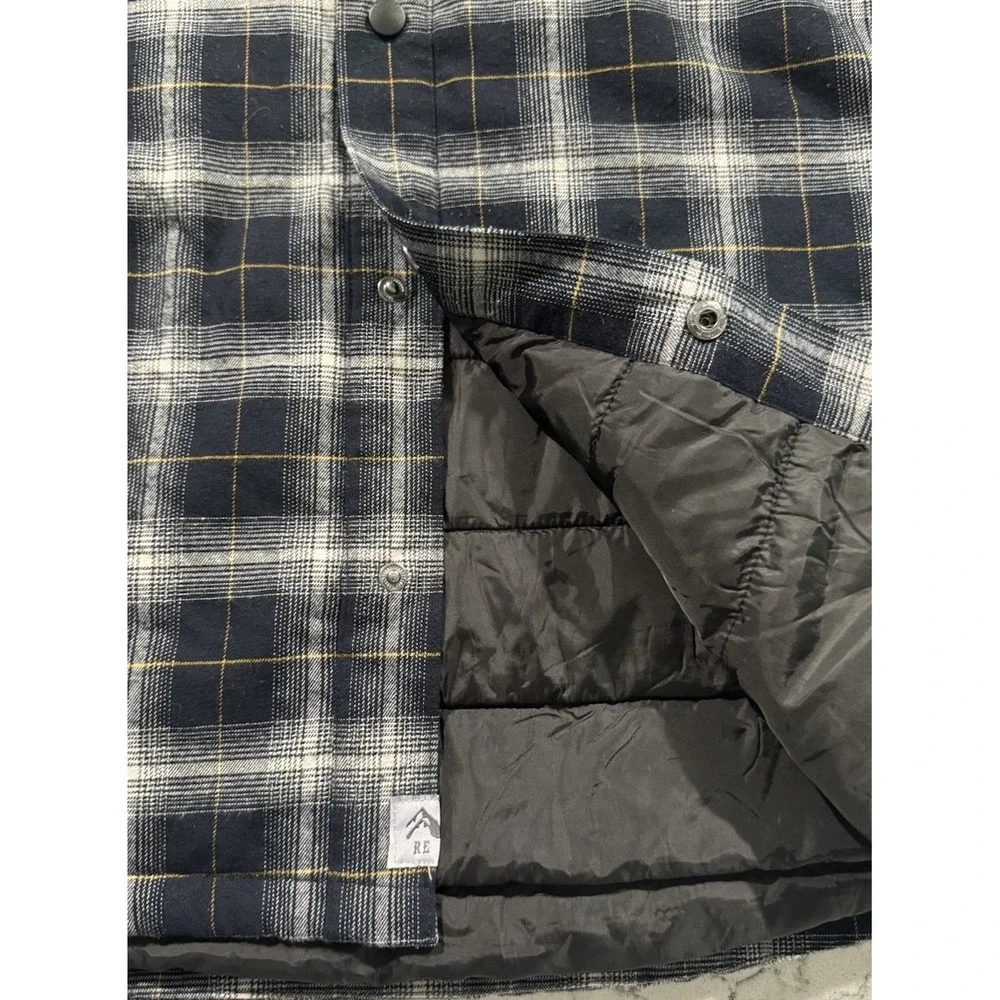 Rugged Elements Quilted Flannel Shirt Jacket Mens Large Gray Black Plaid Shacket